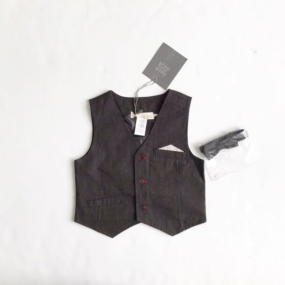 Deux par Deux NWT gray vest matching bow tie 4T - Picture 1 of 5